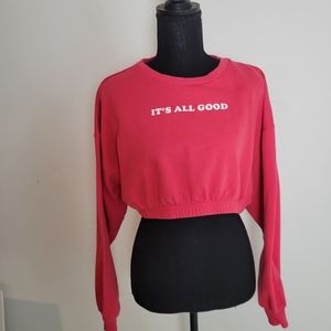 Freeze Shirt Womens Medium M Red Cropped Sweatshirt Its All Good Novelty Lounge